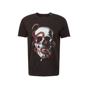 EINSTEIN & NEWTON Póló 'Lux Skull'  fekete / világosszürke / piros