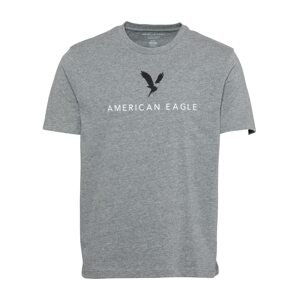 American Eagle Póló  fehér / szürke melír / fekete