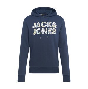 JACK & JONES Sweatshirt 'FLEUR'  éjkék / fehér / sárga / fekete
