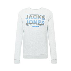 JACK & JONES Tréning póló 'MOUNT'  szürke melír / égkék / fekete