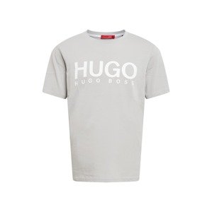 HUGO Póló 'Dolive'  ezüstszürke / fehér