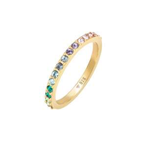 ELLI Gyűrűk 'Rainbow'  arany / smaragd / világoslila / világos-rózsaszín