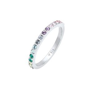 ELLI Gyűrűk 'Rainbow'  smaragd / világoslila / világos-rózsaszín / ezüst