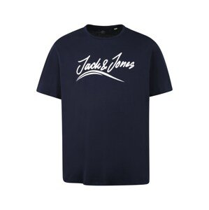 Jack & Jones Plus Póló 'FLEXER'  tengerészkék / fehér