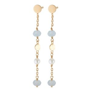 Pernille Corydon Jewellery Fülbevalók 'Afterglow Sea'  arany / gyöngyház-fehér / azúr