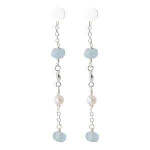 Pernille Corydon Jewellery Fülbevalók 'Afterglow Sea'  ezüst / világoskék / fehér