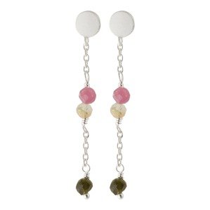 Pernille Corydon Jewellery Fülbevalók 'Afterglow'  ezüst / khaki / rózsaszín / krém