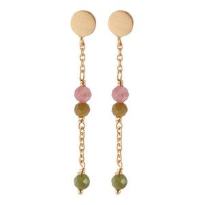 Pernille Corydon Jewellery Fülbevalók 'Afterglow'  arany / fáradt rózsaszín / okker / zöld