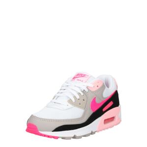 Nike Sportswear Rövid szárú edzőcipők 'AIR MAX 90'  fehér / neon-rózsaszín / sötét bézs / rózsaszín / fekete
