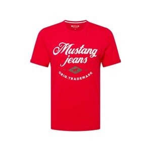 MUSTANG T-Shirt 'Alex'  piros / fehér / sötétkék