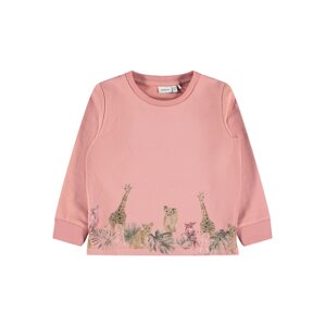 NAME IT Tréning póló 'Jungle'  fáradt rózsaszín / világosbarna / smaragd / fekete / pitaja