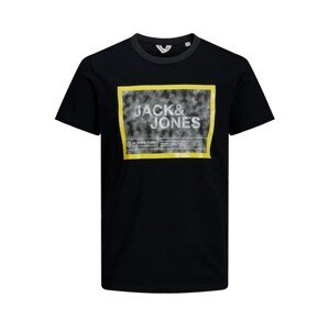 Jack & Jones Junior Póló 'Fikes'  fekete / bazaltszürke / sárga