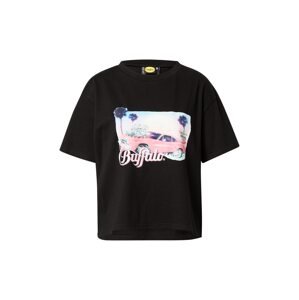 Buffalo Apparel T-Shirt 'MIA'  fekete / fehér / rózsaszín