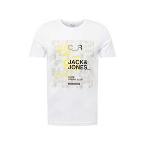 JACK & JONES Póló  pasztellsárga / világosszürke / fekete / fehér