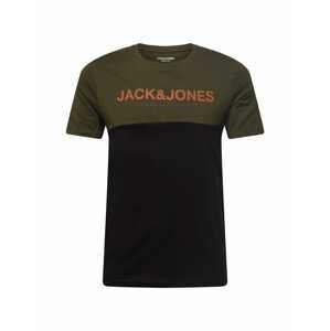 JACK & JONES Póló  fekete / grafit / narancs / olíva