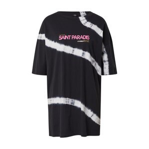 River Island T-Shirt 'PARADIS'  fekete / fehér / rózsaszín