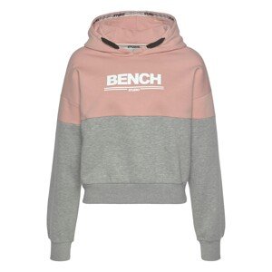 BENCH Tréning póló  fáradt rózsaszín / fehér