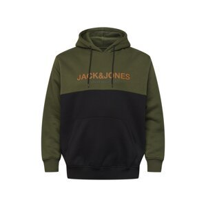 Jack & Jones Plus Tréning póló  sötétzöld / sötét narancssárga / fekete