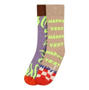 Happy Socks Zokni  világosbarna / világoslila / világospiros / neonzöld / fehér