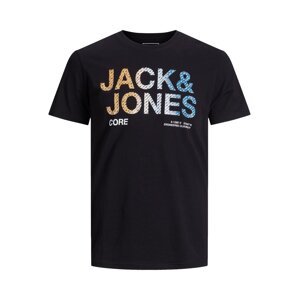 JACK & JONES Póló  fekete / kék / fehér / narancs