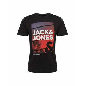 JACK & JONES Póló  fekete / fehér / lazac / világoslila