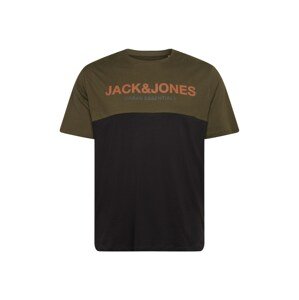 Jack & Jones Plus Póló 'Urban'  sötétzöld / fekete / sötét narancssárga