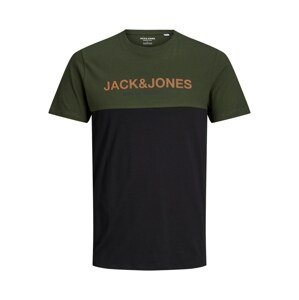Jack & Jones Plus Póló 'Urban'  sötétzöld / sötét narancssárga / fekete