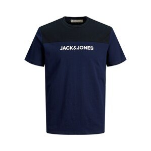 JACK & JONES Póló 'Smith'  tengerészkék / fekete / fehér