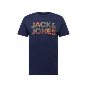 JACK & JONES Póló  tengerészkék / khaki / sötét narancssárga