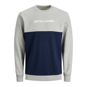 JACK & JONES Tréning póló 'Smith'  szürke / tengerészkék / fehér