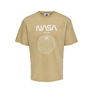 Only & Sons Póló 'NASA'  világosbarna / fehér