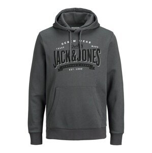 JACK & JONES Tréning póló  sötétszürke / fehér / fekete