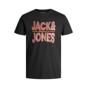 JACK & JONES Póló  fekete / sötétvörös / narancs