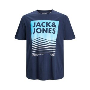 Jack & Jones Plus Póló 'Booster'  vízszín / fehér / éjkék