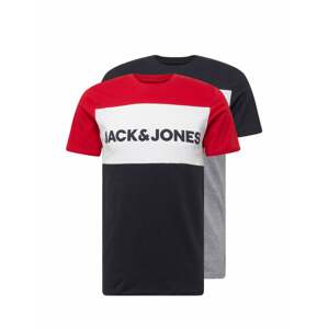 JACK & JONES Póló  piros / sötétkék / fehér / szürke melír