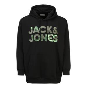 Jack & Jones Plus Tréning póló  fekete / khaki / neonzöld