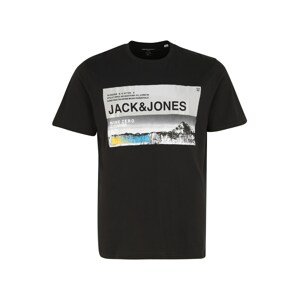 Jack & Jones Plus Póló 'RACK'  fekete / szürke / kék / sárga / fehér