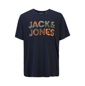 Jack & Jones Plus Póló 'Soldier'  tengerészkék / narancs / szürke