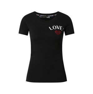 Love Moschino Póló 'MAGLIETTA'  fekete / fehér / vérvörös