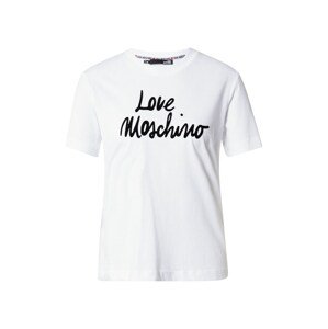 Love Moschino Póló 'Maglietta M/C Stampa Logo Firma'  fehér / fekete