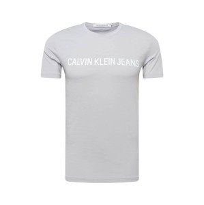 Calvin Klein Jeans Póló  ezüstszürke / fehér