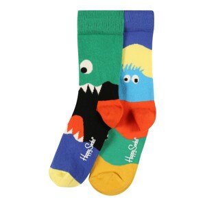 Happy Socks Zokni 'Monsters'  fűzöld / királykék / tűzpiros / fehér / fekete
