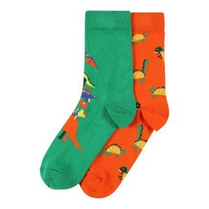 Happy Socks Zokni 'Dino'  sötét narancssárga / zöld / királykék / limone / mustár