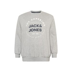 Jack & Jones Plus Tréning póló 'HERRO'  szürke melír / fehér / éjkék