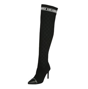 Karl Lagerfeld Térd feletti csizmák 'PANDORA Monogram Ribbed Knee Boot'  fekete