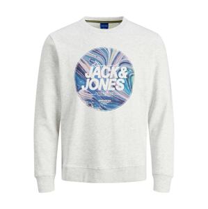 JACK & JONES Tréning póló 'Swirl'  fehér / fehér melír / kék