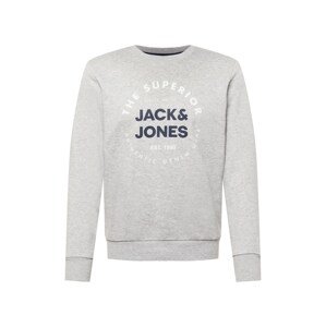 JACK & JONES Tréning póló 'HERRO'  szürke / fehér / tengerészkék