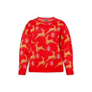 Urban Classics Oversize pulóver 'Christmas'  piros / arany / fehér