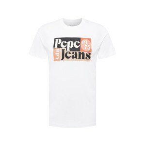 Pepe Jeans Póló 'WELLS'  fehér / fekete / narancs