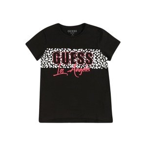 GUESS T-Shirt  fekete / fehér / rózsaszín